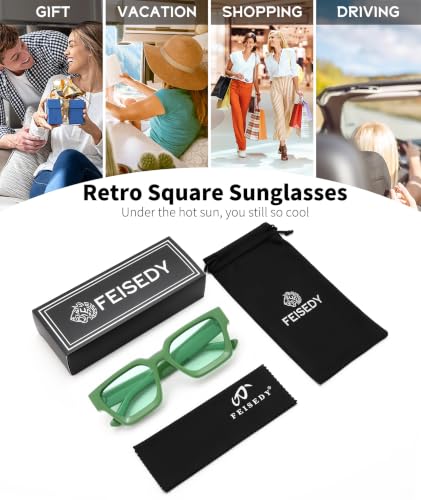 Image of FEISEDY Retro 90s Chunky Square Sunglasses for Women Men B2385