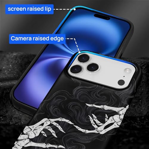Coque iPhone 17 Pro main squelette en silicone liquide mat antichoc - 6