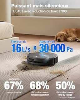 ECOVACS DEEBOT T90 Pro Omni Aspirateur Robot Laveur, 30 000 Pa, Recharge PowerBoost, OZMO Roller 3.0 avec TruEdge 3.0, Distribution Automatique de Solution de Nettoyage, Agent IA YIKO, Noir