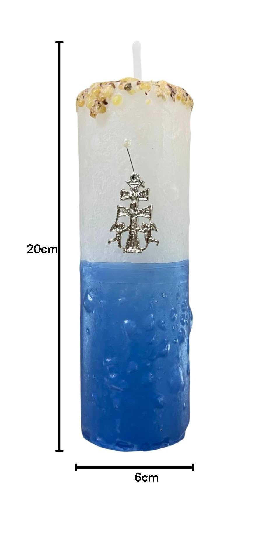 Velón de Cruz de Caravaca para Protección y Defensa | Poderoso Velón Ritualizado con Amuleto de la Cruz de Caravaca, Alfiler e Instrucciones con Oración.