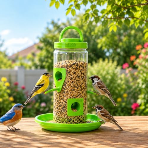 Bird Feeder for Balcony & Garden, Hanging Wild Bird Seed Feeder w...