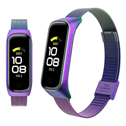 Mijobs Compatibel met Samsung Galaxy Fit 2 Bandje, Vervangbare Armband Horlogeband Roestvrijstalen Metalen Samsung Galaxy Fit 2 Polsband met Verwijdergereedschap (Geen Hoofdeenheid)