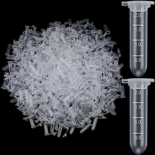 Hiboom 2000Pcs Microcentrifuge Tubes With Snap Cap Polypropylene Graduated, Scientific Clear Plastic Vials, No Leak Natural Microcentrifuge Lab Tubes For Sample Storage Extraction Experiment (2 Ml) #TOP28