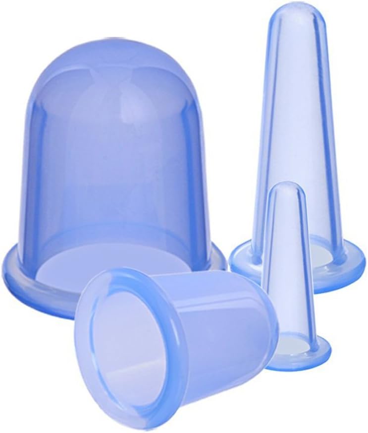 Silicone Anti Cellulite Vacuum Cup, Cupping Therapy Set Facial and Body Neck Face Back Legs Massage Cups Set Cellulite Remover 4 Sizes