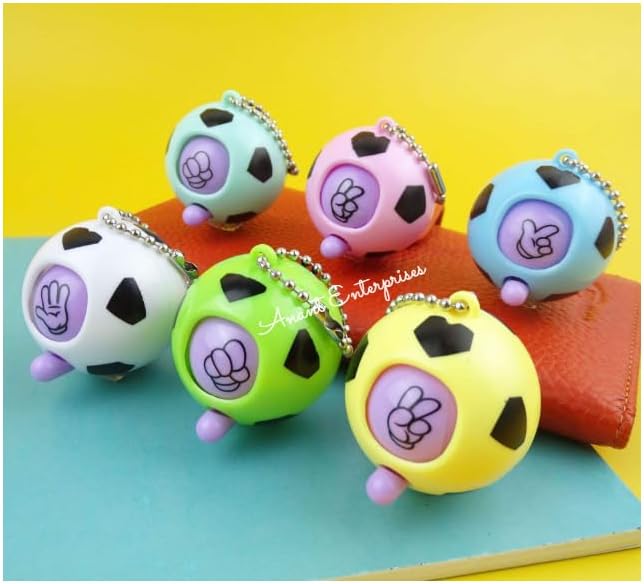 12 Pcs Rock Paper Scissors Keychain Keyring Game Toy Soccer Ball Key Chain Hand Game for Kids Return Gifts Pinata Filler Goody Bag Party Favors Bulk-(Pack Of 12)
