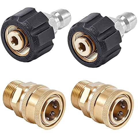 Raincovo Pressure Washer Quick Connect Fittings, M22 14mm to 3/8 Inch Hose Adapter, 4 Pieces Cover