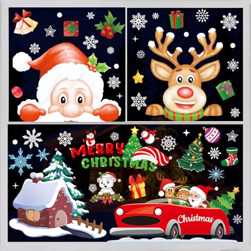 Fensterbilder Weihnachten, 10 Blatt Wiederverwendbare PVC Weihnachts...