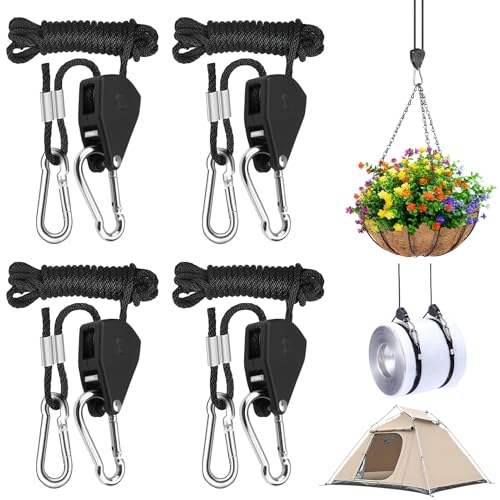 4 Stück Verstellbarer Seil Ratsche 2.4m Seilratsche mit Haken Abspannseile mit…