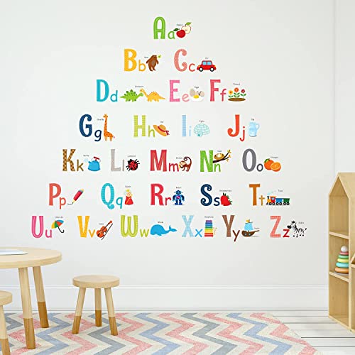 DECOWALL-DA-1701-Alphabet-ABC-with-Pictures-Kids-Wall-Stickers-Wall-Decals-Peel-and-Stick-Removable-Wall-Stickers-for-Kids-Nursery-Bedroom-Living-Room-Large-dcor