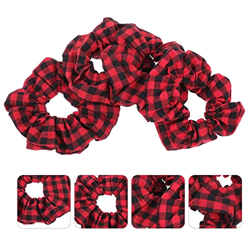 Teonei Christmas Hair Scrunchies Buffalo Plaid Hair Bands Hair Ties Ropes Ponytail Holders,Christmas Hair Accessories,Christmas Decorations,6Pcs #TOP3
