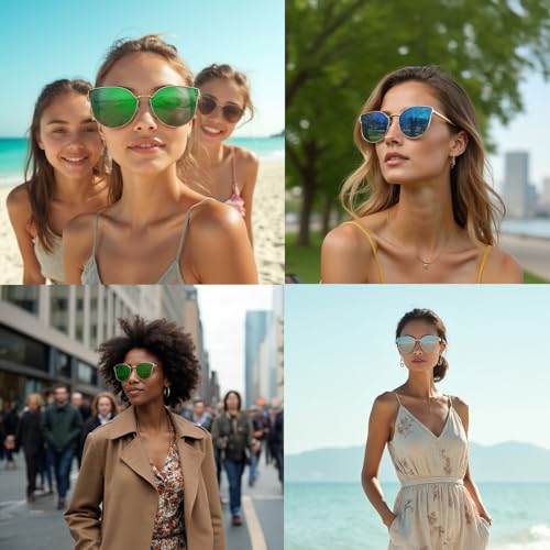 Cat Eye Sunglasses for Women and Men with Oversize Sunglasses with UV Protection Mirrored Lenses2