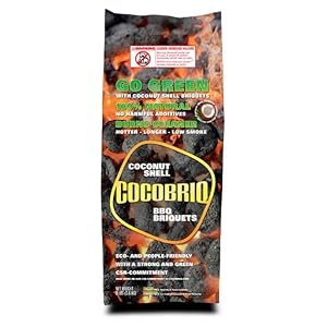 Coconut Shell BBQ Charcoal Briquets 100% Natural Chemical Free Eco-Friendly 8 LB Burns Longer Less Ash