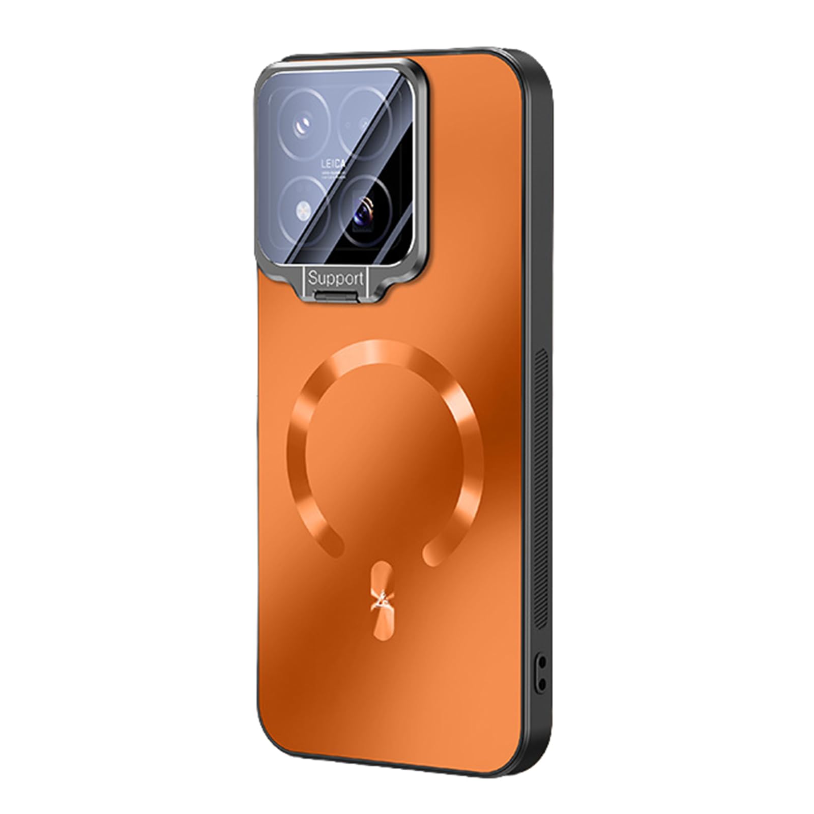 Fdujinh Orange Magnetic Case For Xiaomi 17Max, Built-In Lens Film Protection Cover Kickstand Slim Anti-Fall Pc Anti-Slip Shell,,17Max