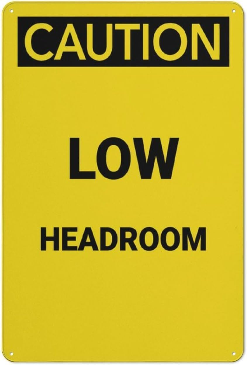 Low Ceiling Headroom Hazard Safety Sign, Weatherproof Rustic Tin Plate, Yard Garage Building Outdoor Wall Risk Reminder Decor, 8x12 Inch