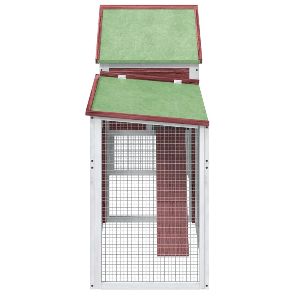 Kaninchenstall aus Massivholz Kiefer mit Freilaufgehege, 185,5x60,5x109,5