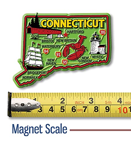 Imán decorativo de goma Connecticut 3.6" x 2.7" miniatura 2