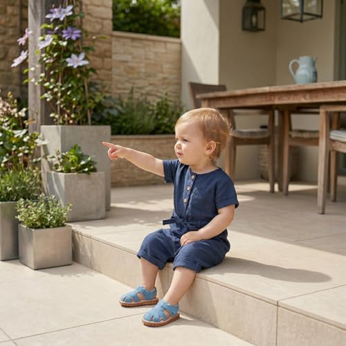 Image of Baby Boys Girls Squeaky Sandals Summer Closed-Toe Anti-Slip Premium Rubber Sole Toddler First Walkers Shoes