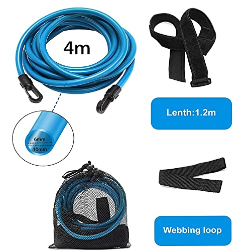 BINXWA Schwimmgurt Für Pool Erwachsene, Einstellbare schwimmtrainer Pool Schwimmgürtel, 4m Pool schwimmgurt gegenschwimm, für pooltrainer/Erwachsene(Inklusive ohrstöpsel und nasenklammer)