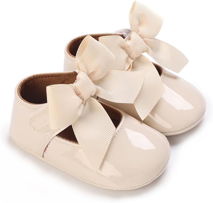 Miniatura 5 de LAFEGEN Zapatos planos Mary Jane para bebés y niñas con Bownot, suela suave, suela suave, piel sintética, recién nacidos, para primeros pasos,