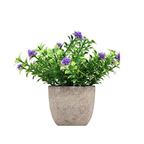 JOYDREAMDESIGN Neue künstliche Pflanzen Bonsai Kleiner Baum Topf gefälschte Pflanze Blumen Topf Ornamente für Zuhause Zimmer Tisch Pulp Pot Garten Dekor-Stern lila