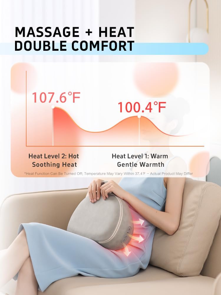 Cordless Back and Neck Massager with Heat, Rechargeable 20-Node 3D Shiatsu Pillow for Deep Tissue Pain and Shoulder Relief, Portable for Home Office & Car, Ideal Gifts for Grandparents,Dad,Mom - Image 2