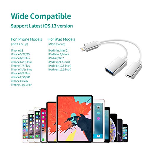 image for 2 in 1 iOS OTG USB Adapter, Meloaudio USB Male to Female OTG Data Sync