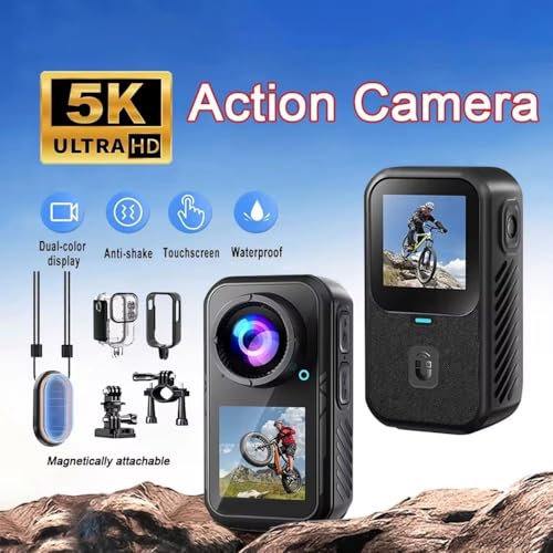 Cámara de acción 5K compacta para vlogs de viajes y videos en exteriores 5