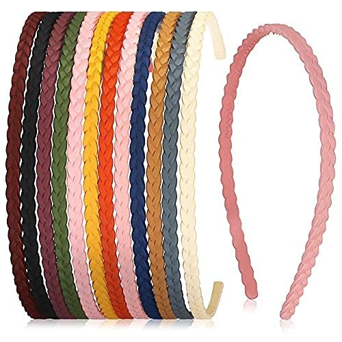 Belicia 6 Pieces Pigtail Thin Headbands Plastic Braid Head Hair Bands Assorted Skinny Teen Headbands Colored Girls with Teeth for Teens Kids