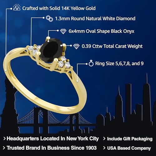 14K Yellow Gold Gemstone Birthstone and White Diamond Engagement Ring | Oval Shape 6X4MM | Wedding Anniversary Promise Gold Ring For Women | Available in Size 5, 6, 7, 8, 92