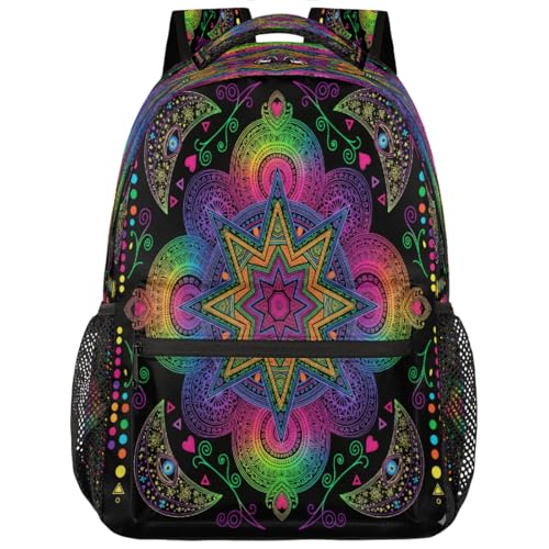 Mochila para laptop de 15.6 pulgadas con diseño mandala para estudiantes y viajes