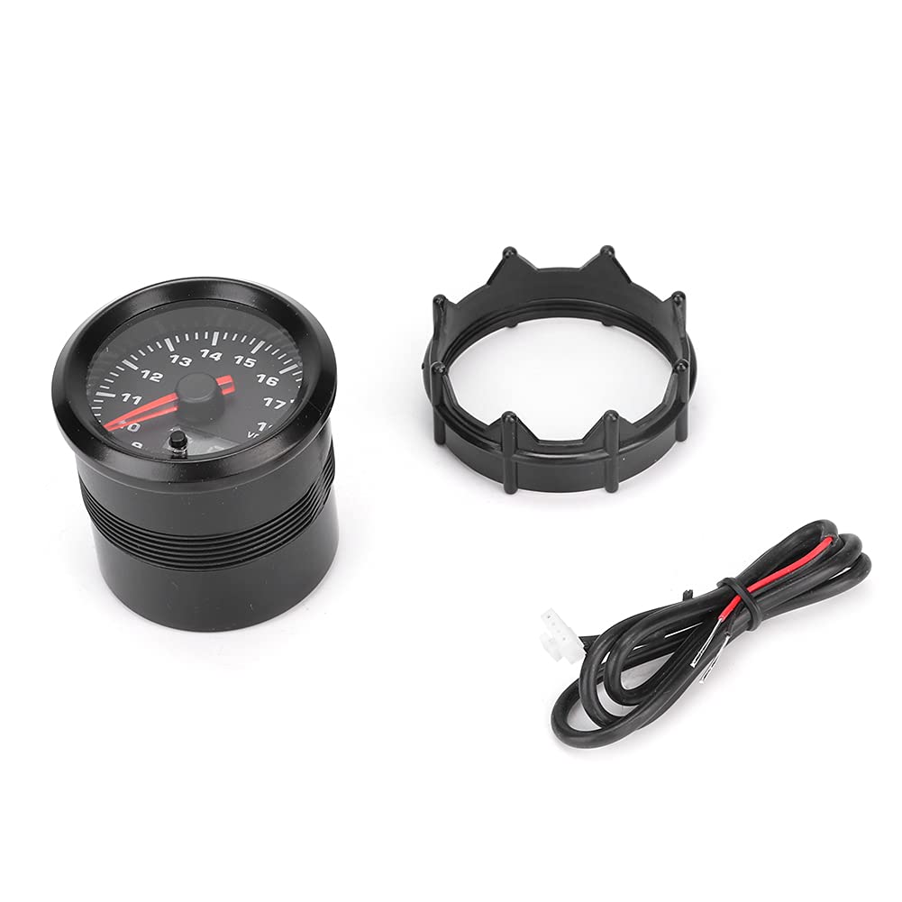 Voltmetro Universale per Auto da 52 Mm con Motore Passo-passo, Materiale ABS di qualità, Risposte Rapide per Tutte le Auto a Benzina Modificate, Dimensioni 2 X 1,9", Colore Guscio Nero
