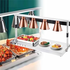 Commercial Heat Lamp Food Warmer, Commercial Food Heat Lamp, Restaurant Kitchen Equipment, French Fries Pizza Barbecue Preservation Heat Lamp,Bronze-fourheads