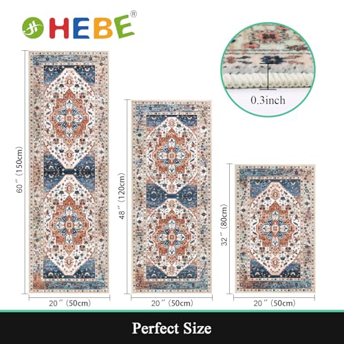 HEBE Boho Kitchen Rugs Set of 3, Non Slip Washable Kitchen Mats for Floor by HEBE RUGS - Used condition - Image 3