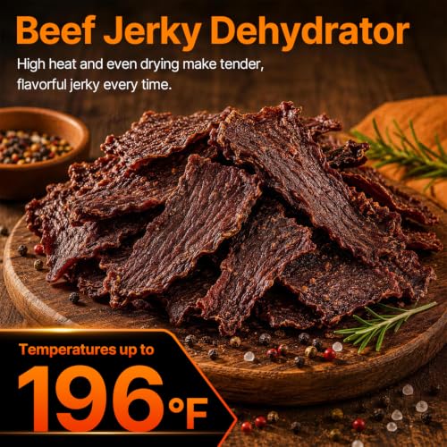 Image of HOPERAN 14 Tray Food Dehydrator Machine for Jerky, Fruit, Herb & Dog Treats | Stainless Steel, Digital Temperature & Timer Control, 2 Fans 800W, Quiet <48dB, Including 2 Mesh Screens & 1 Fruit Roll Tray