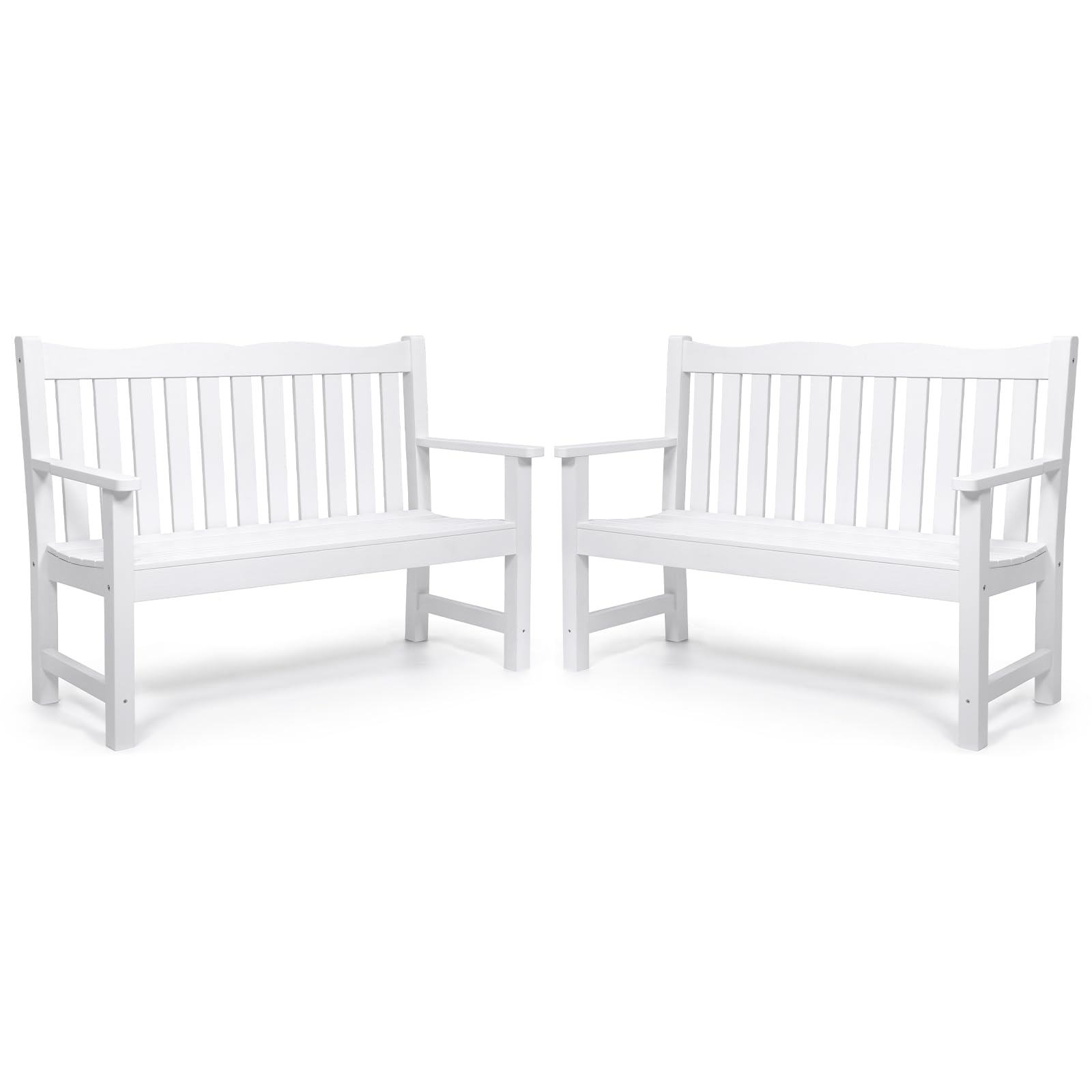 Stoog Outdoor Benches Set of 2, All-Weather HIPS Plastic Garden Bench with 800lb Capacity, Never Fade or Rot, Used for Patio, Porch, Backyard and Park