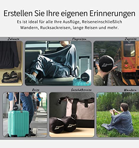 Litume Ultraleichte Reisedecke und atmungsaktiv, 170 x 122 cm weiche Flugzeugdecke für Reisende, Faltbare Campingdecke mit Packsack für Reisen, Bahn, Flugzeug, Auto, Camp