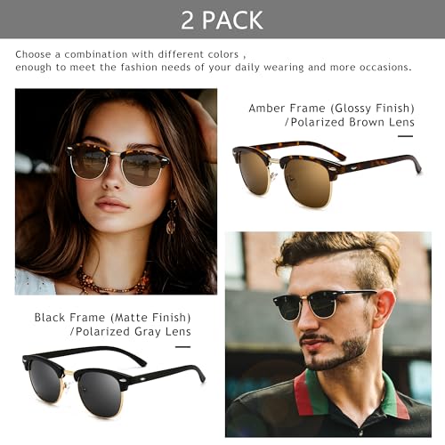 Image of SUNGAIT Polarized Sunglasses for Men and Women, Classic Half-Frame Retro Shades for Driving, Travel, and Outdoor Activities