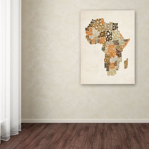 Africa Text Map By Michael Tompsett Work, 16 By 24-Inch Canvas Wall Art #TOP2