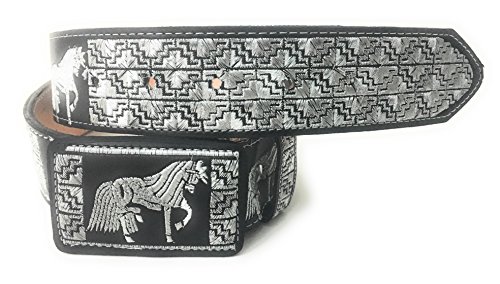 CINTO CHARRO BORDADO. WESTERN BELT. VAQUERO PITIADO (38)4