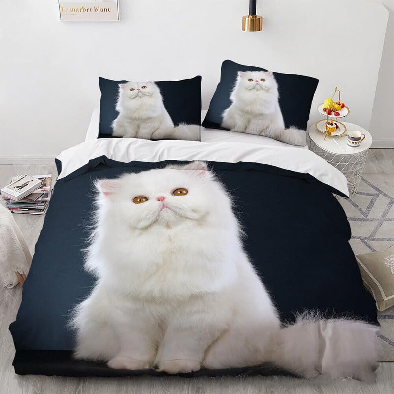 Housse de couette 220x240 chat microfibre anti-plis pour un lit toujours impeccable