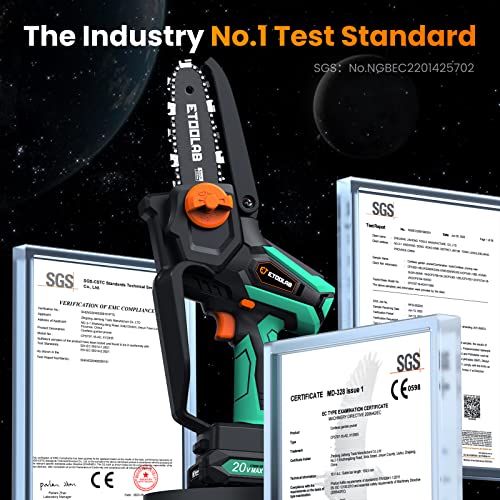 Etoolab Mini Chainsaw Cordless, [Areospace Material] Chain And [Upgraded Powerful] Motor, 1 Hour Run-Time Portable Electric Mini Chain Saw For Tree Trimming Wood Cutting(2 Batteries & Chains) #TOP5