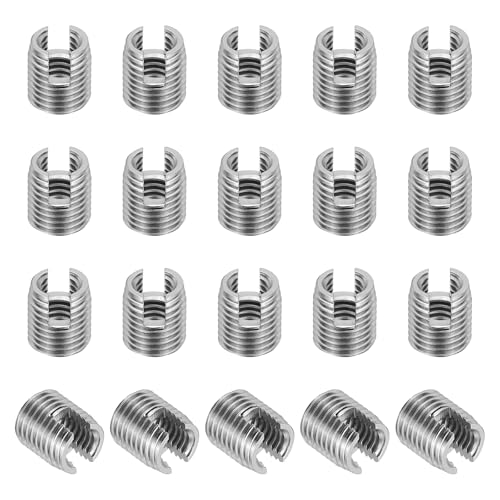 PATIKIL Self-Tapping Threaded Inserts, 20 Pcs M6 x M9 x 10mm 303 Stainless Steel Thread Adapter Reducer Slotted Screw Repair Inserts Nuts Sleeve