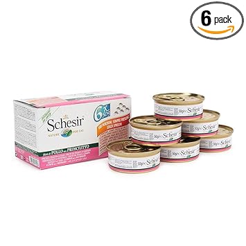 Schesir Chicken fillets with Ham Multipack Canned Wet Cat Food - 50g Each - Pack of 6