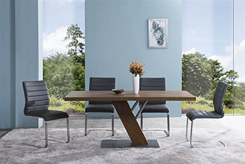 Gray Faux Leather Upholstered Side Chair with Metal Frame