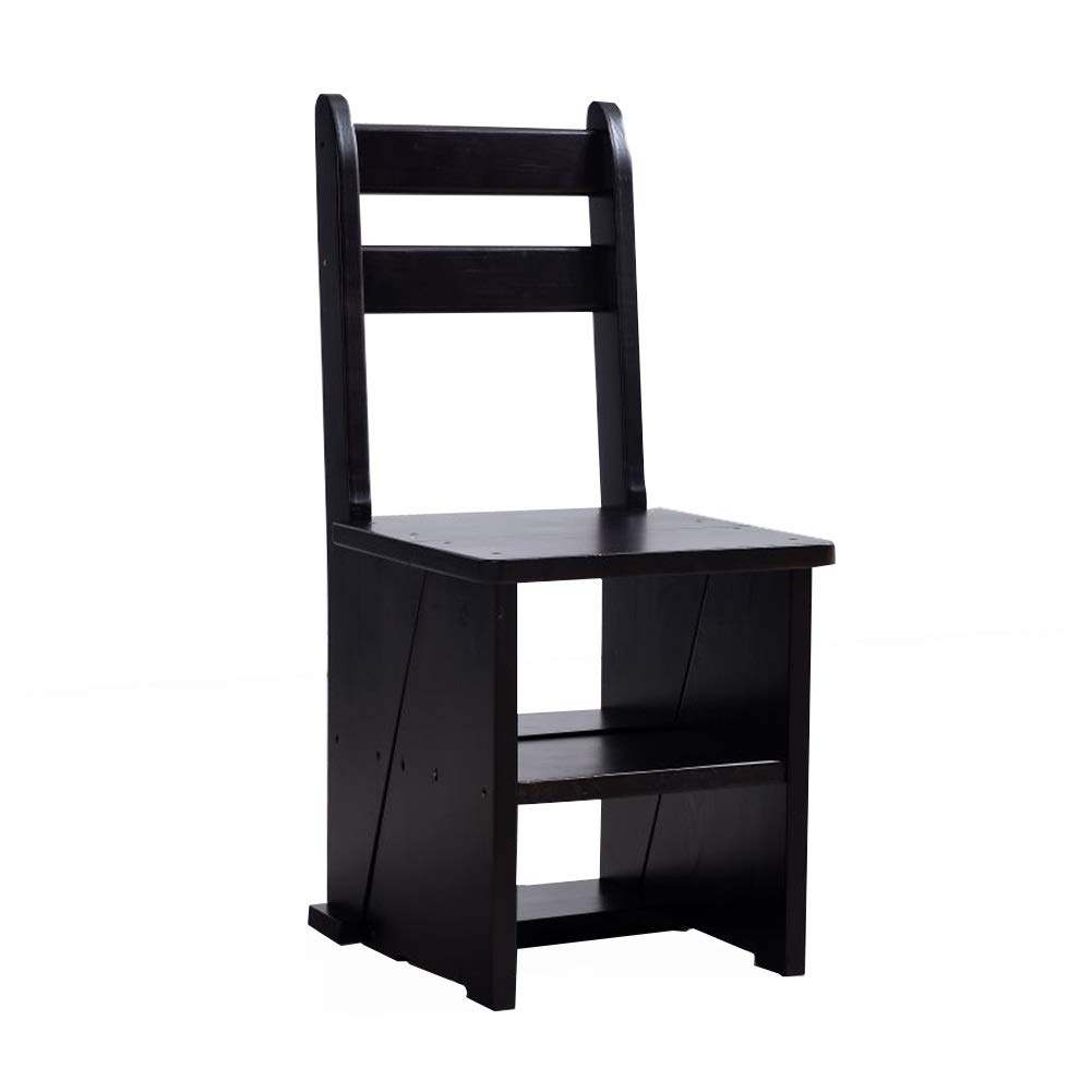 5-Step Folding Wooden Ladder Stool - Portable Stepladder for Adults Shoe Bench &amp; Flower Rack Ideal for Indoor Kitchen &amp; Bathroom Use Black Color(Black)