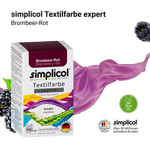 simplicol Textilfarbe expert Brombeer-Rot 1706: Farbe für kreatives, einfaches Färben in der Waschmaschine oder manuell (Packung mit 2)