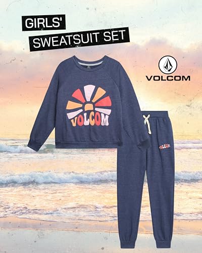 Volcom Girls Sweatsuit Set - 2 Piece French Terry Pullover Crewneck Sweatshirt and Jogger Sweatpants Set for Girls (7-12)2