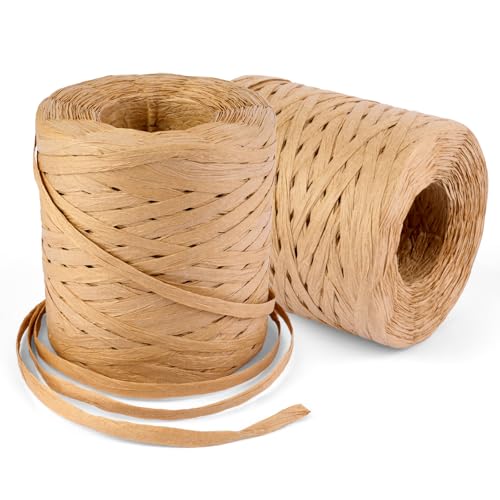BEVTEE Raffia Ribbon 2 Rolls Natural Paper Twine