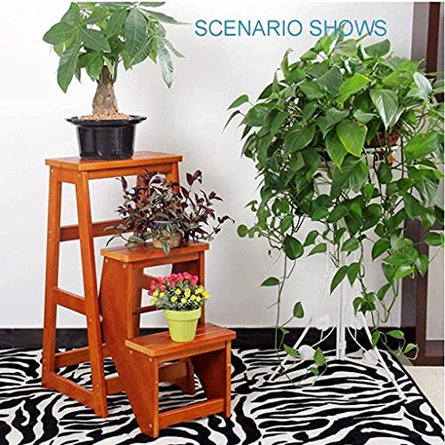 Taburete de escalera multifuncional con pedal ancho de madera 5