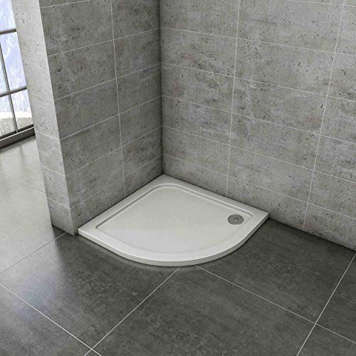 90x90cm Plato de Ducha Semicircular Blanco Tratamiento Antideslizante Antibacteriano